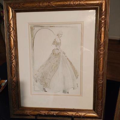 Vintage Bombay Company framed fashion sketch
