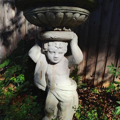 2-piece concrete cherub bird bath