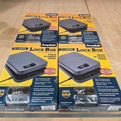 #5432 • (4) New! SnapSafe X-Large Lock Boxes with Combination Locks
