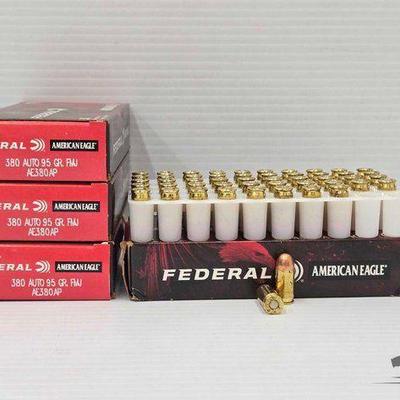 #1702 • NEW!!! 200 Rounds Federal American Eagle 380 Auto 95gr
