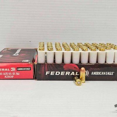 #1704 • NEW!!! 100 Rounds Federal American Eagle 380 Auto 95gr

