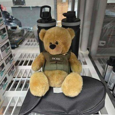 #5026 • Teddy Bear, (2) 22oz Steel Water Bottles & Emergency Shovel
