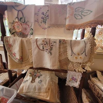 Hand embroidered linens- small thru large…all sizes.