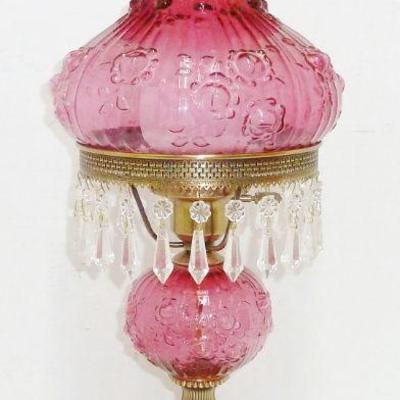 Fenton Cabbage Rose lamp