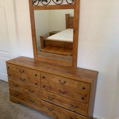 Wood dresser with mirror