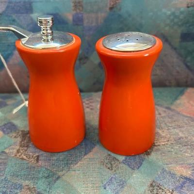 Vermillion • Retro Red • Wood • Salt Shaker & Pepper Mill • $24 set