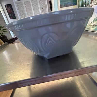 Antique • Pottery • Blue • ‘Grab & Tilt’ • Mixing Bowl • 11” dia • $33