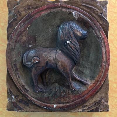 Hand Carved • Wood • Ancient Look • Leo • 12” square • Wall Plaque • $45