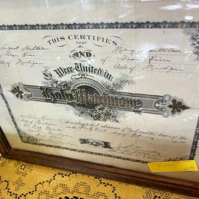 Marriage Certificate • ca 1914 • $60