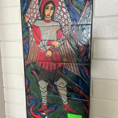 Mid Century • St. George & the Dragon • Enamel on Copper • 30” x 15” • $285