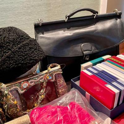 Coach leather briefcase & Lilly Pulitzer cosmetic bag