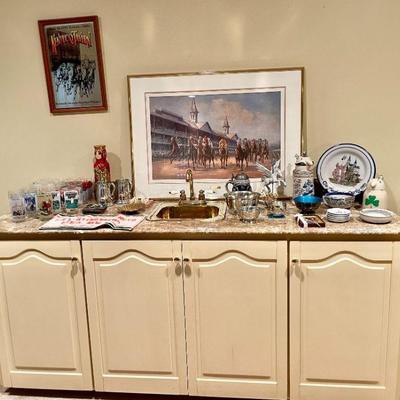 Kentucky Derby print and glassware