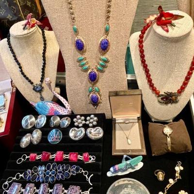 Sterling & gold-filled pieces, Herend figurines, Heidi Daus & Graziano fine costume necklaces