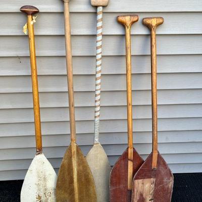 (5) Old Oars & Paddles ft. Beautiful Inlaid Wood

