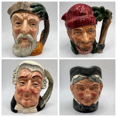 (4) Royal Doulton Toby Mugs ft. Robinson Crusoe
The Lumberjack, The Lawyer, Robinson Crusoe, and Granny. 