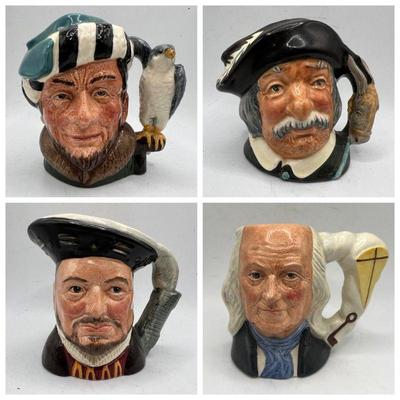 (4) 4 Royal Doulton Toby Mugs ft. Benjamin Franklin & The Falconer
