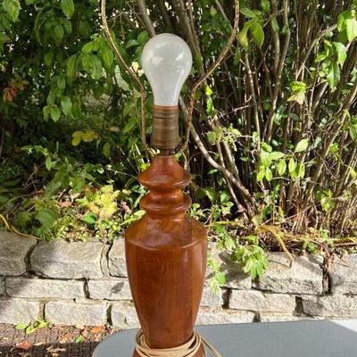 Beautiful MCM Hand Turned Teak Wood Lamp - Tested & Works
