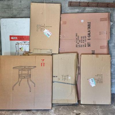 (7) New In Box Furniture Pieces ft. Baker’s Rack & Patio Table
