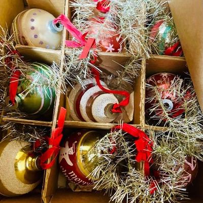 Box Labeled “Antique Glass Christmas Ornaments”
