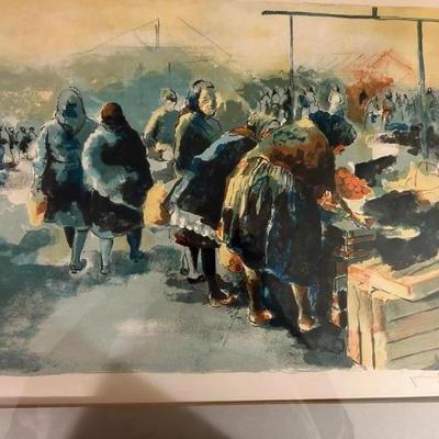 Market by Victor Viko. A lithograph, numbered and certified 
