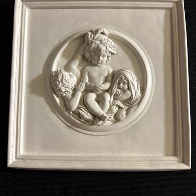 3 cherubs vintage plaster art