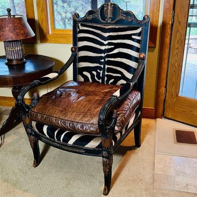 Old Hickory Tannery Cowhide /Leather Wing Chair - Leather Seat Cushion is Down Filled