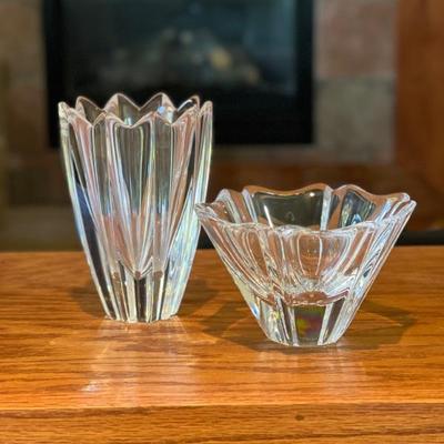  Elegant Crystal Vase Duo by Orrefors- Decorative Centerpiece and Accent Pieces