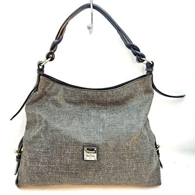  Dooney & Bourke Hobo Style Bag with Patented Snake Skin Look Canvas 10" Drop Shoulder Bag