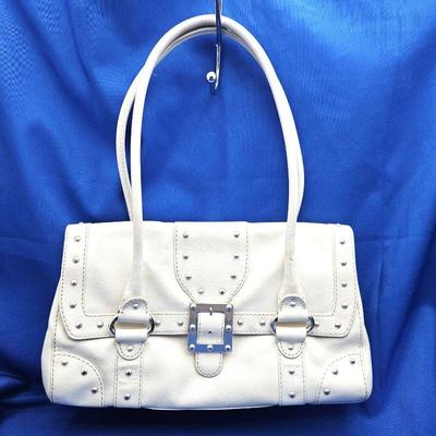 Michael Kors Classic White/off white Silver Studded Leather Hand Bag