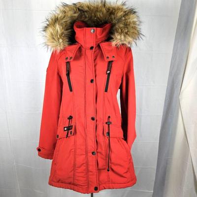 Red Women's Ski Coat by Canada Weathergear - Attached Hood with Faux Fur - Size Large