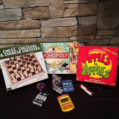 Board Game Bundle - Monopoly, Chess/Checkers, Apples to Apples, Magic 8 Ball & More