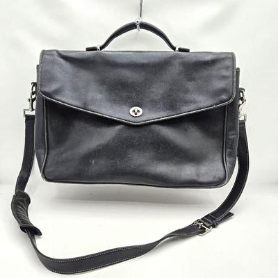 Coach Black Leather Morgan Messenger Bag - Room for Laptop and Much More! Black Lining
