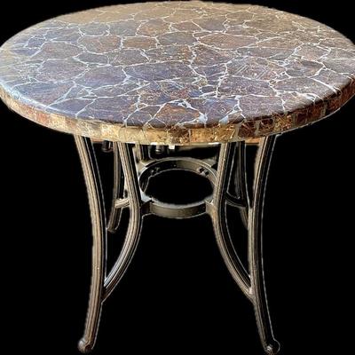 30 inch round table with stone top