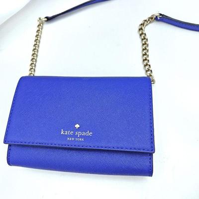 Beautiful Kate Spade Indigo Blue Chain Link Cross Body Small Purse w/ Snap Closure - Saffiano Leather