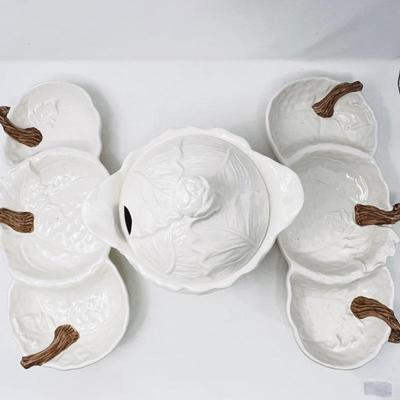 Thanksgiving Vintage White Ceramic Serving Set