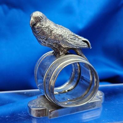 RARE! Impressive Antique Victorian Bird Napkin Ring - Quadruple Silver Plated by Simpson, Hall, Miller & Co.