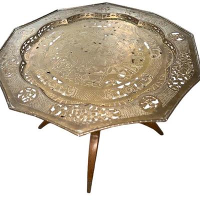 Mid Century Oriental Brass Folding Table