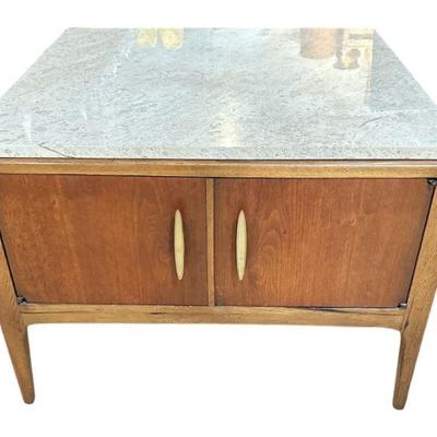 Mid Century Marble Top Low Cabinet