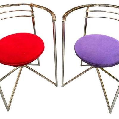 Post Modern Sculptural Accent Chairs, Pair