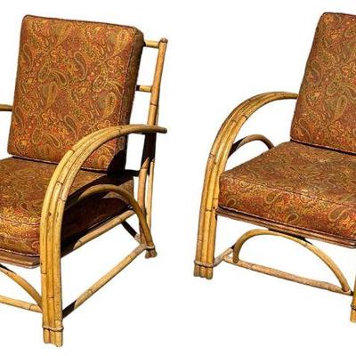 Boho Mid Century Rattan Lounge Chairs