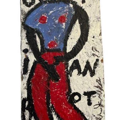 WILLIE JINKS Oil on Found Wood Double Sided Folk Art