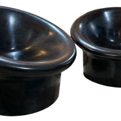 Space Age Black Mushroom Chair, Pair