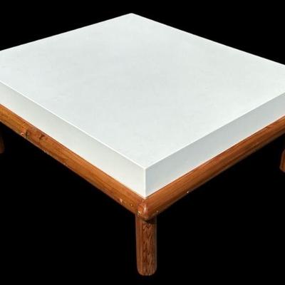 Gorgeous Mid Century Chunky Pine & Corian Coffee Table
