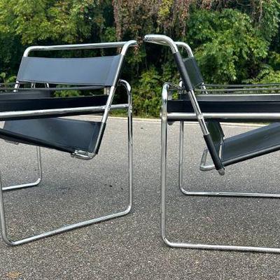 MARCEL BREUER Style WASSILY CHAIRS, Italy, Pair