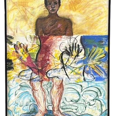 Abstract Oil Pastel Portrait of a Man