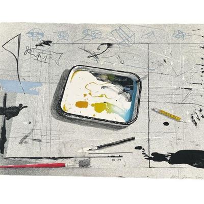 Titled Mix Media Abstract on Paper, "The Tray"