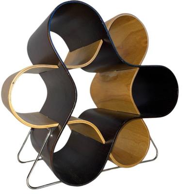 Modernist Sculptural Bentwood & Walnut Wine Rack