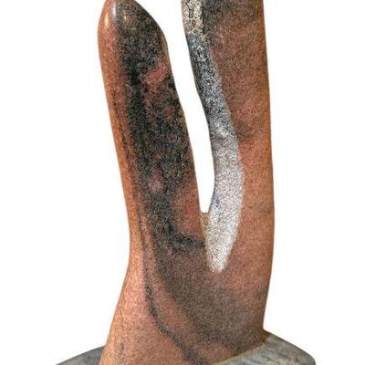 Modernist Pink Alabaster Sculpture, Signed & Dated