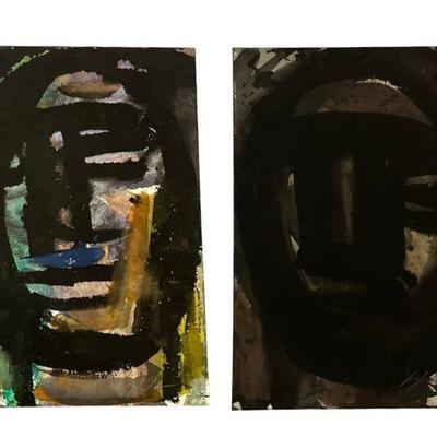 Two Abstract Watercolor Portraits, SYLVIA SCHUSTER