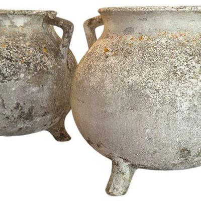 WILLY GUHL Faux Bois Marmite Planter, Pair